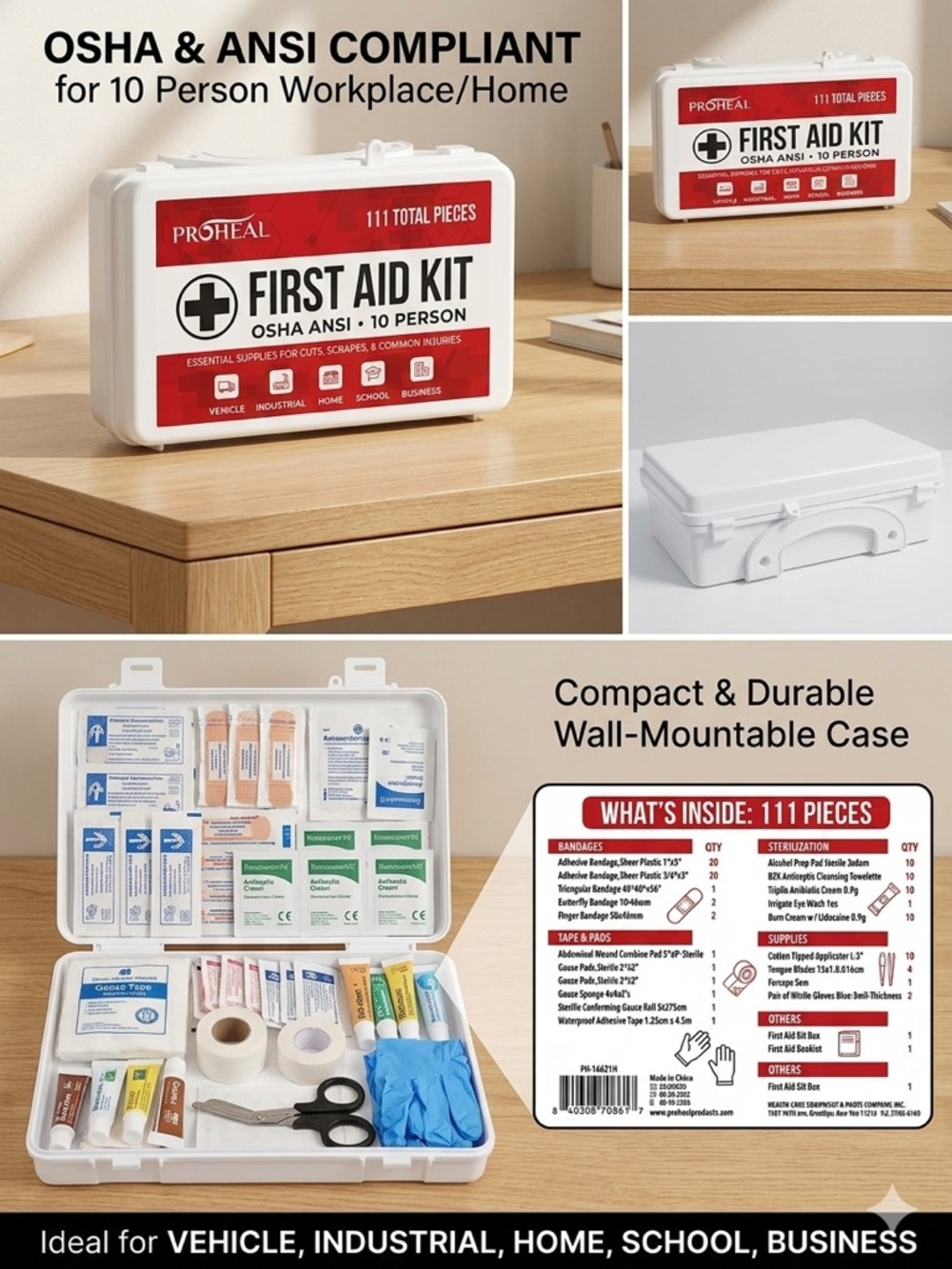 ProHeal First Aid Kit - 111 Pieces